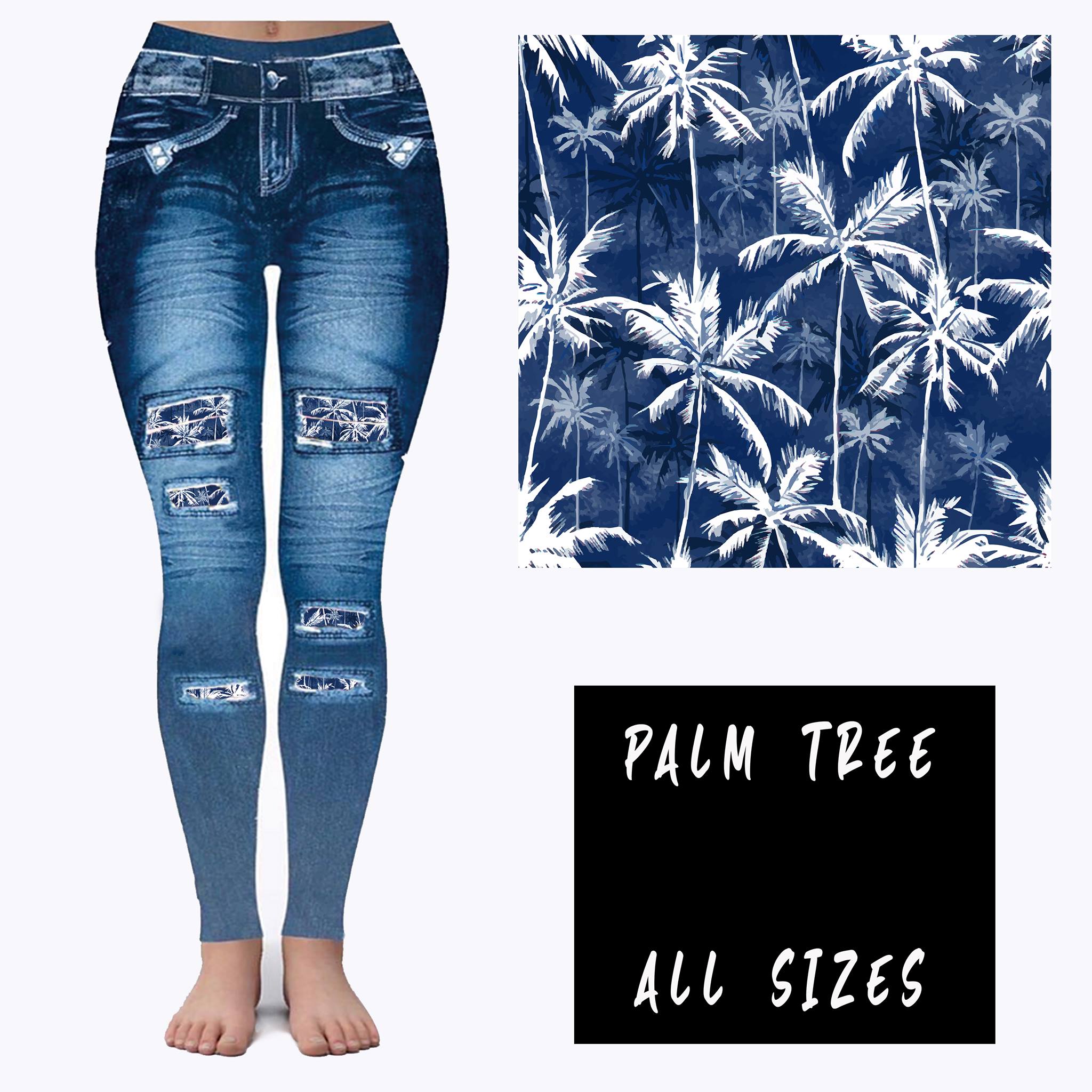 LEGGING JEAN RUN-PALM TREE (ACTIVE BACK POCKETS)