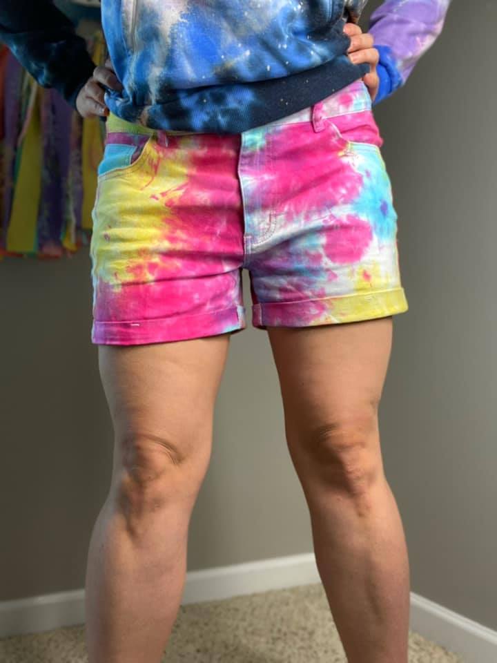 TIE DYE JEAN SHORTS