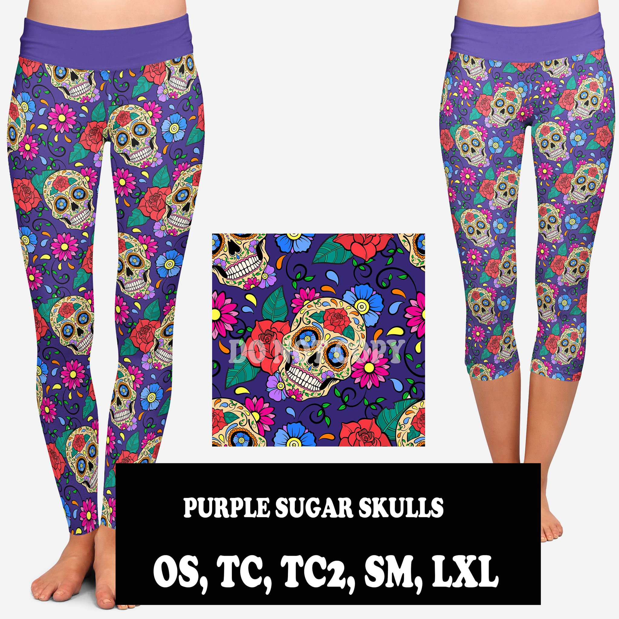 PURPLE SUGAR SKULL- FULL AND CAPRI