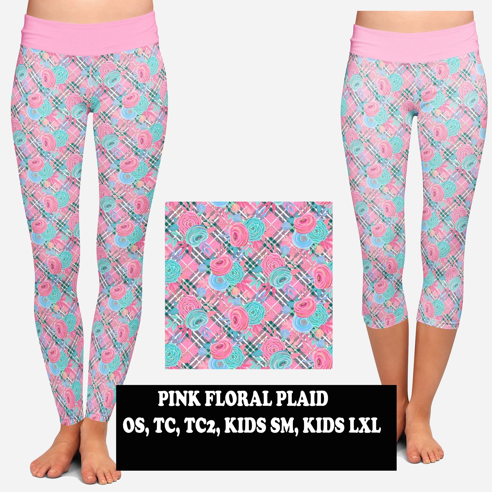 PINK FLORAL PLAID- FULL AND CAPRI