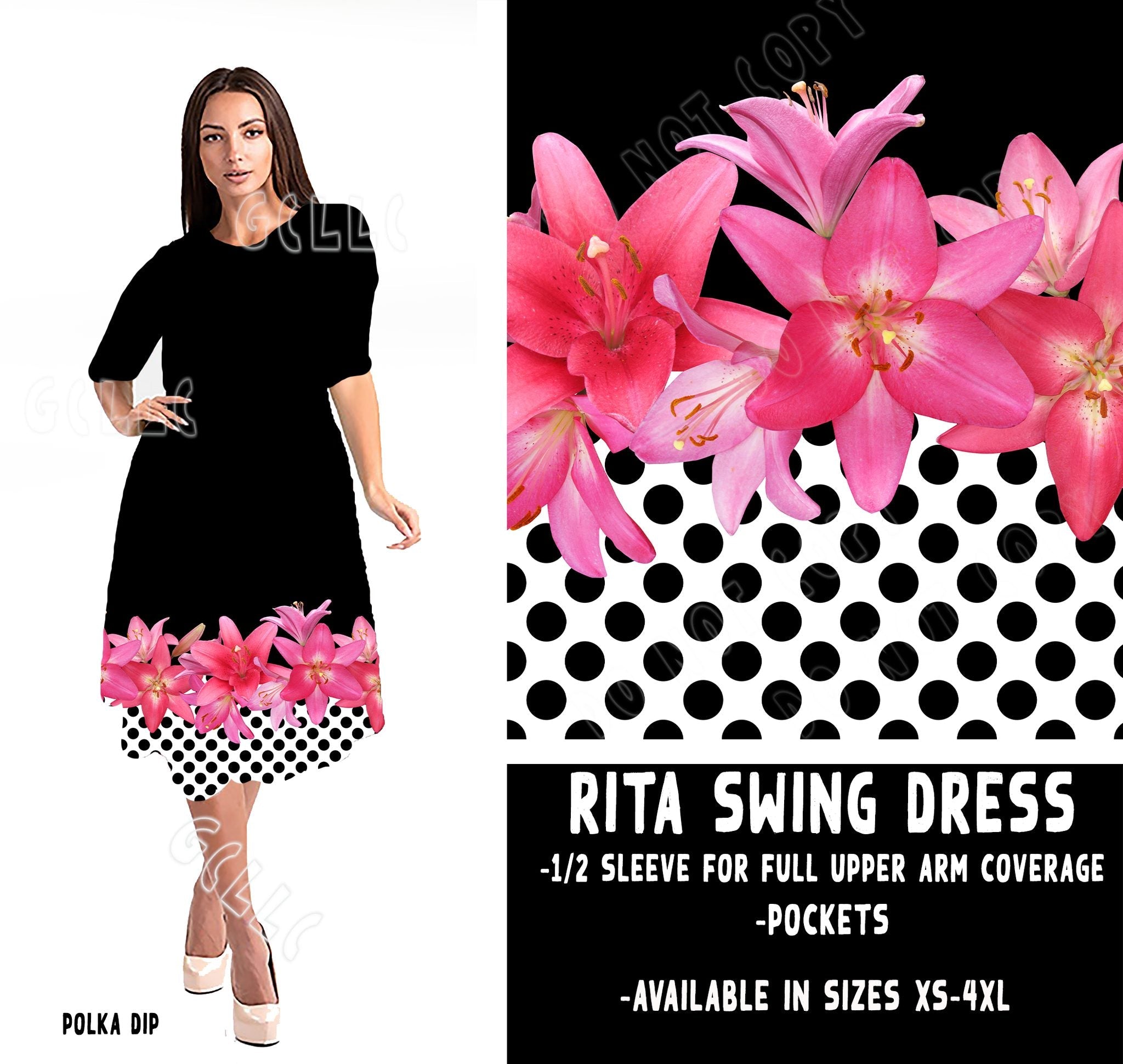 RITA SWING DRESS RUN-POLKA DIPPED