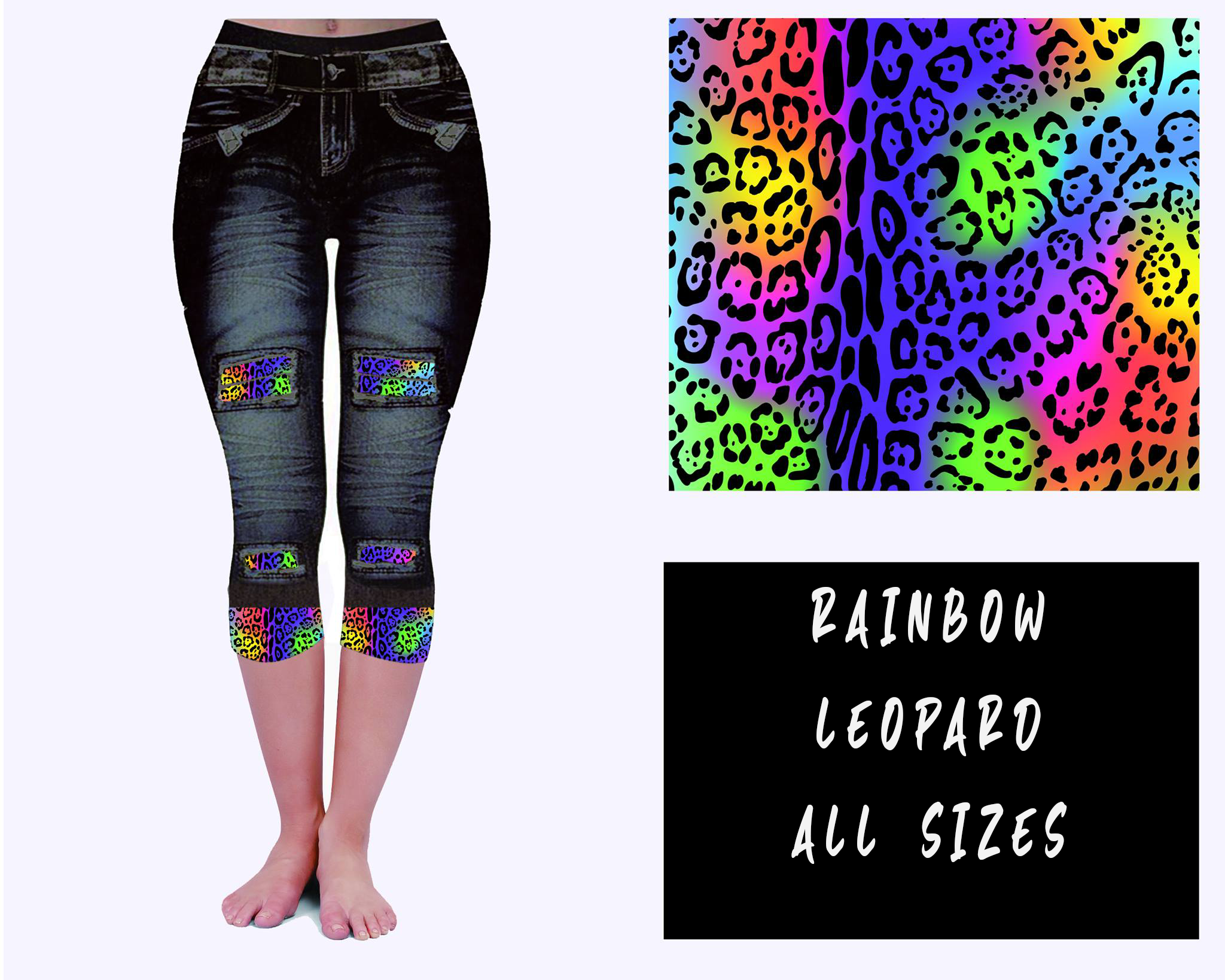 LEGGING JEAN RUN-RAINBOW LEOPARD (ACTIVE BACK POCKETS)