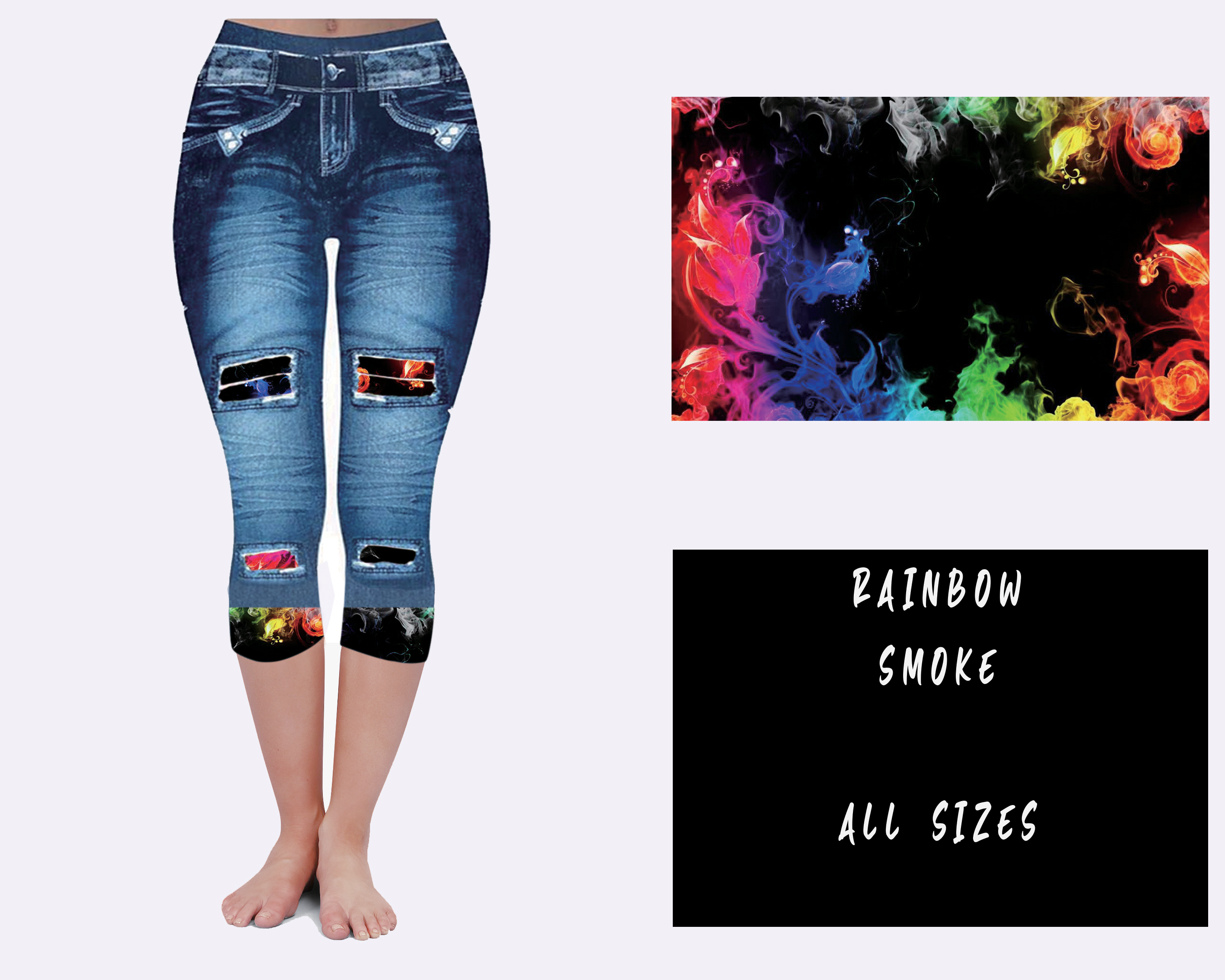 LEGGING JEAN RUN-RAINBOW SMOKE (ACTIVE BACK POCKETS)