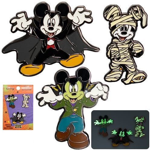 Mickey Mouse Halloween Mickeys Enamel Pin 3-Pack Glows in the Dark