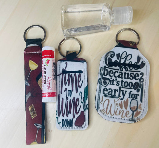 Coffee Because Its Too Early for Wine Keychain Set