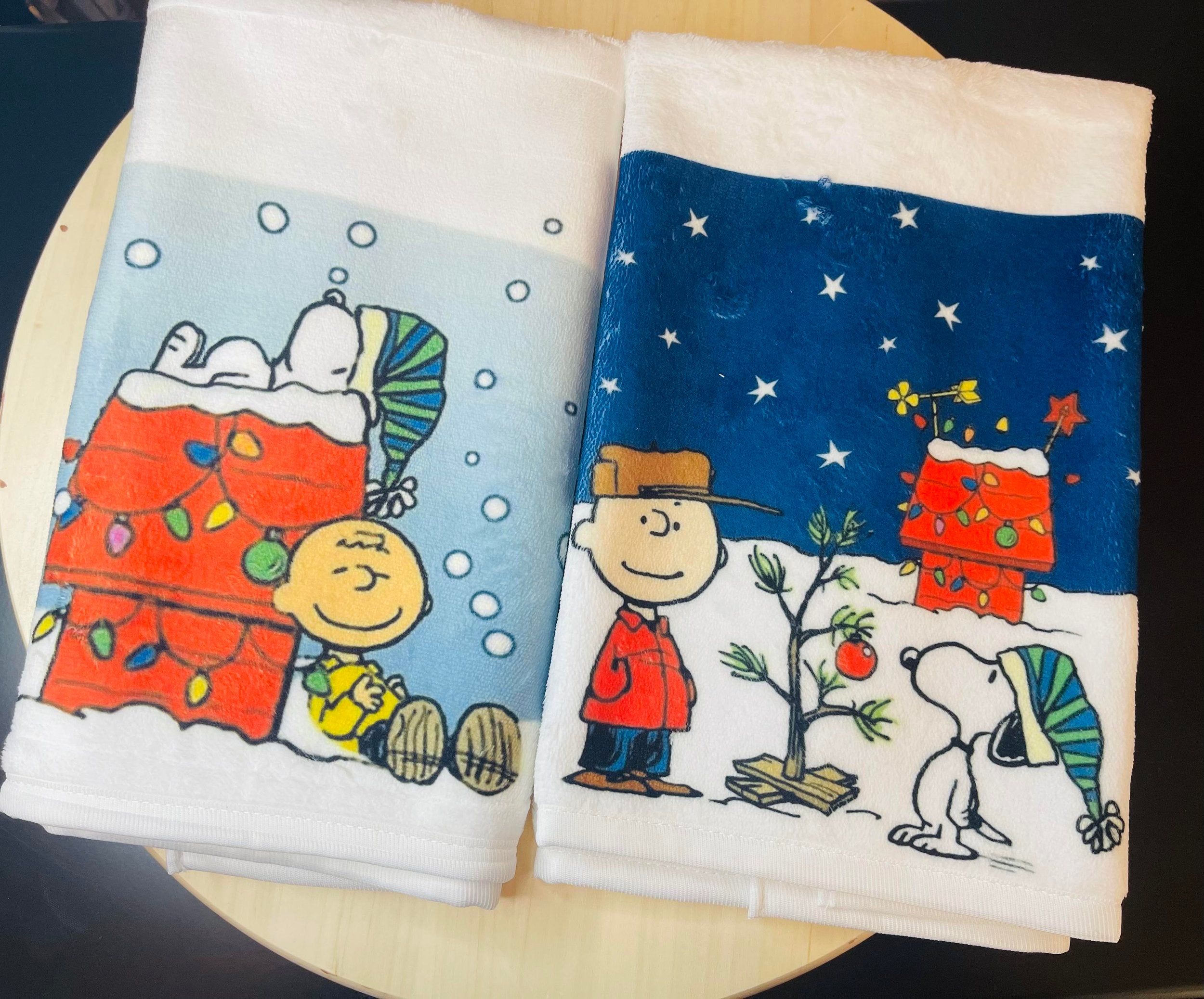 Inspired Christmas Snoopy/Charlie Brown Hand Towels